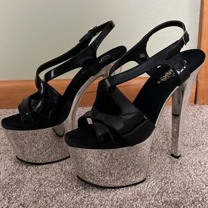 Pleaser Sky Sandal (Sky-330) in Black/Chrome Mirror Size 9 - Excellent condition